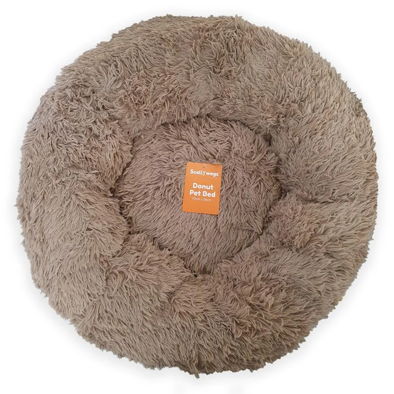 - Remote interactive pet feeder70x26 Beige Fluffy Donut Pet Bed