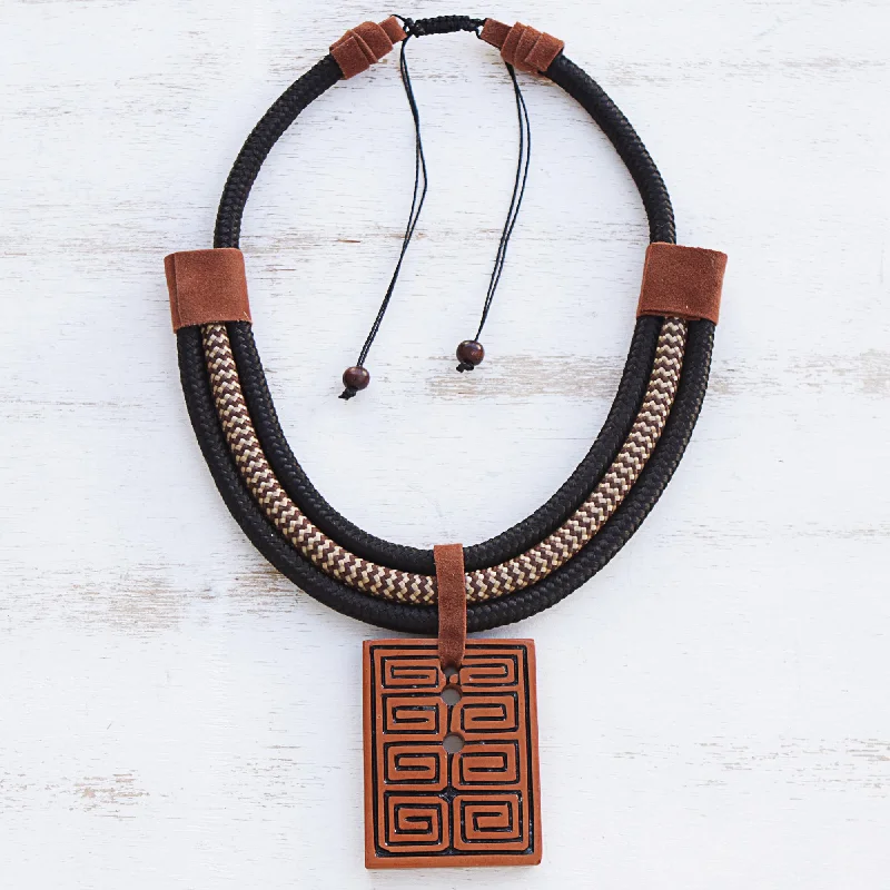 - Pet monitor with cameraRectangular Labyrinth Rectangular Ceramic Pendant Necklace from Brazil