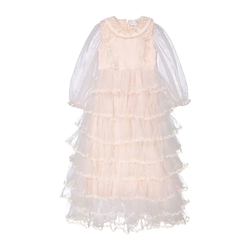 - Pet stroller can be taken on the planePetite Amalie  Petal Crochet Collar Tulle Gown