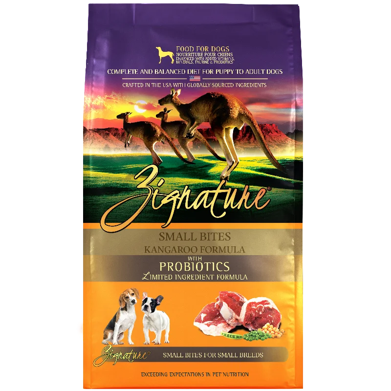 - Special food for puppiesZignature Small Bites Kangaroo Formula Dry Dog Food