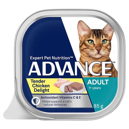    - Cat food nutritional analysis  ADVANCE Adult Canned Tender Chicken Delight Cat Food 7x85g