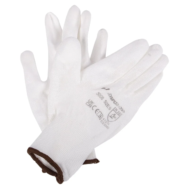 ---White XL Lightweight Painters PU Gripper Gloves - By Blackspur