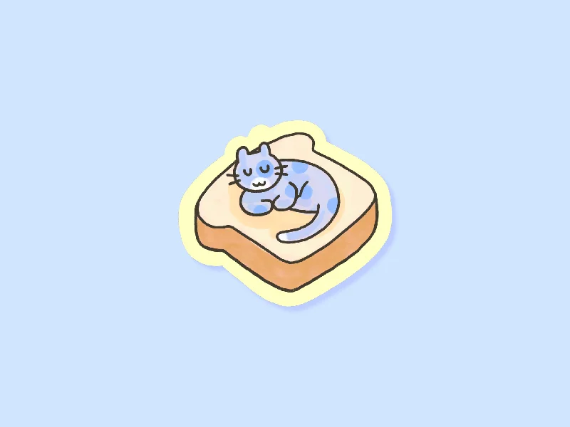 ---Cat Bread Bed Sticker