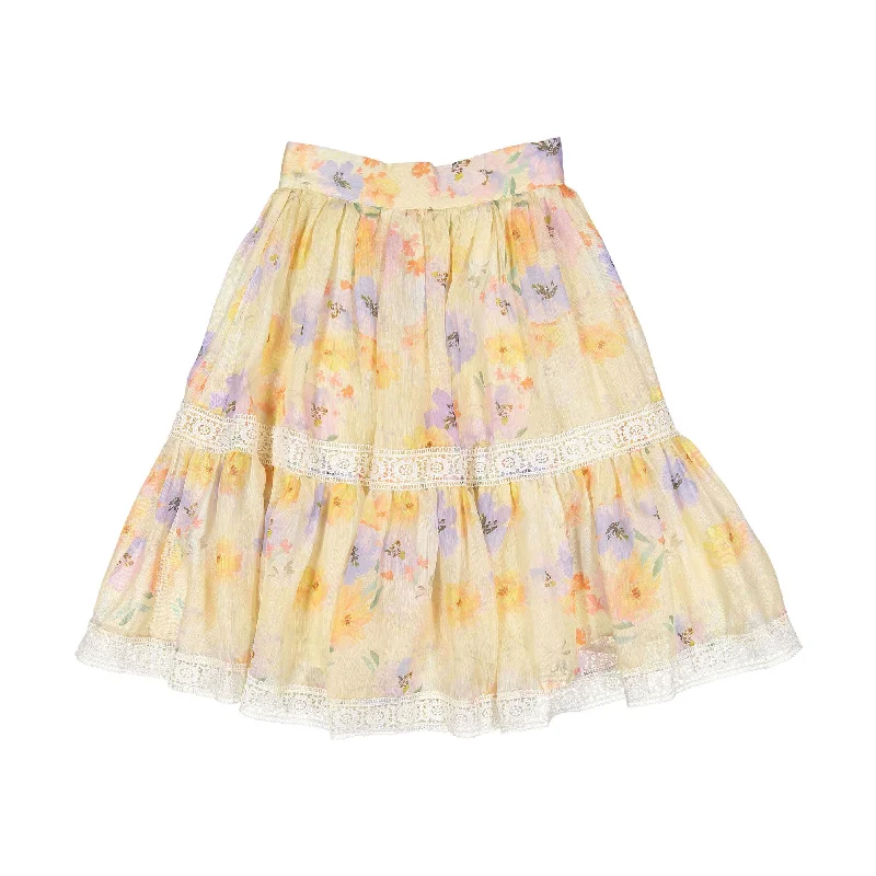  -Splash-proof food bowl AND Anti-choking slow food bowlPetite Amalie  Watercolour Print Linen Ruffle Hem Skirt