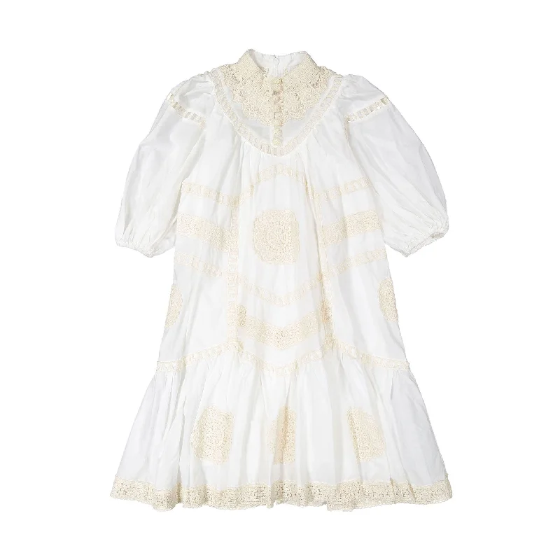 - Elderly dog ​​joint care mattressPetite Amalie  White/Natural Doily Smock Dress