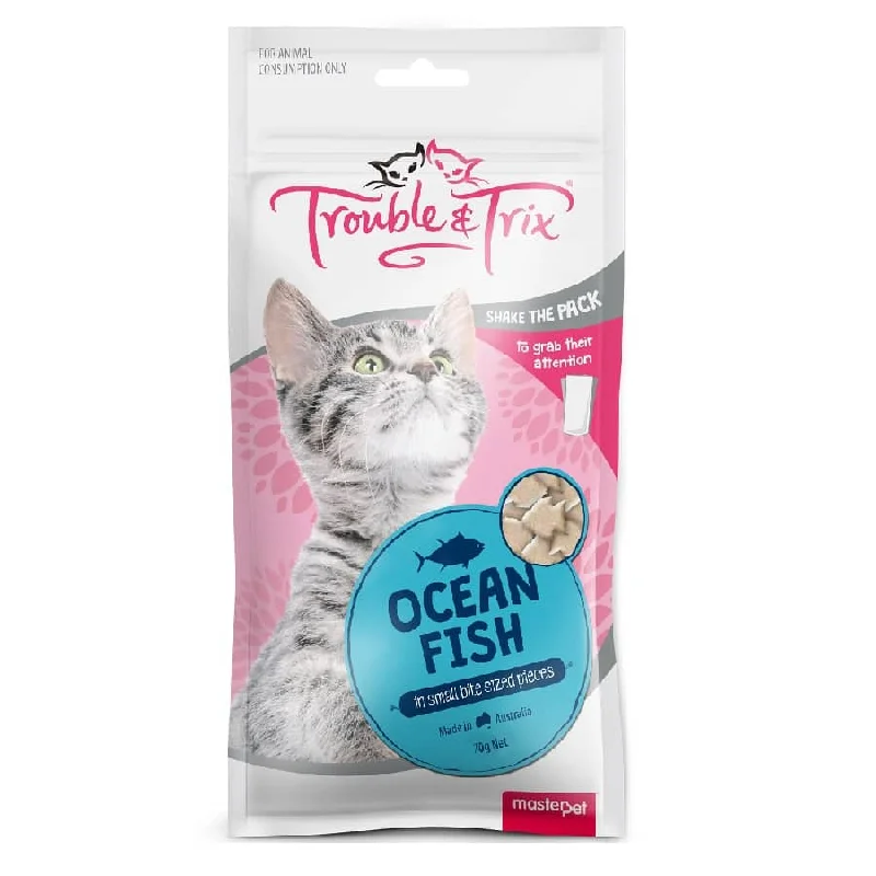    - Indoor cat food  Trouble and Trix Cat Treat Ocean Fish 70g