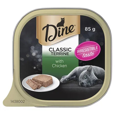    - Cat food for coat health  DINE Canned Classic Terrine With Chicken Cat Food 7pk