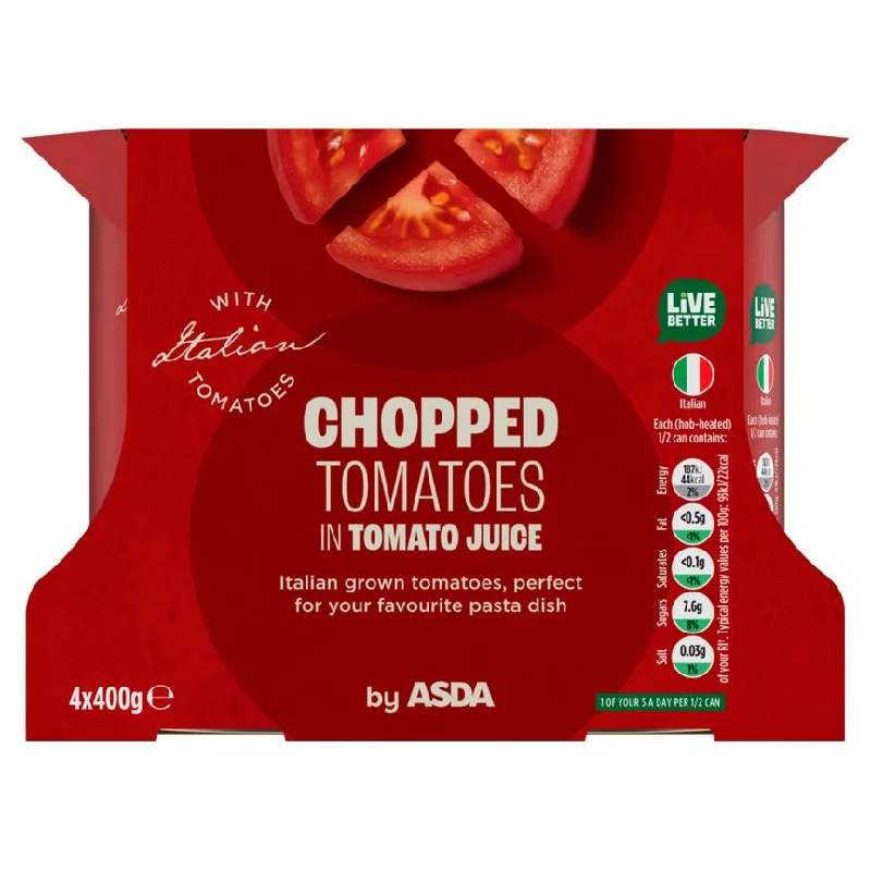 - Pet vitamin complex nutrition tabletsASDA Chopped Tomatoes in Tomato Juice 4 x 400g