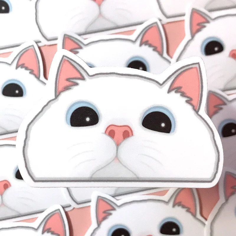 - ​​Pet toys under 10 yuan[WATERPROOF] Big Eyed Peeking Cat Meme Vinyl Sticker Decal