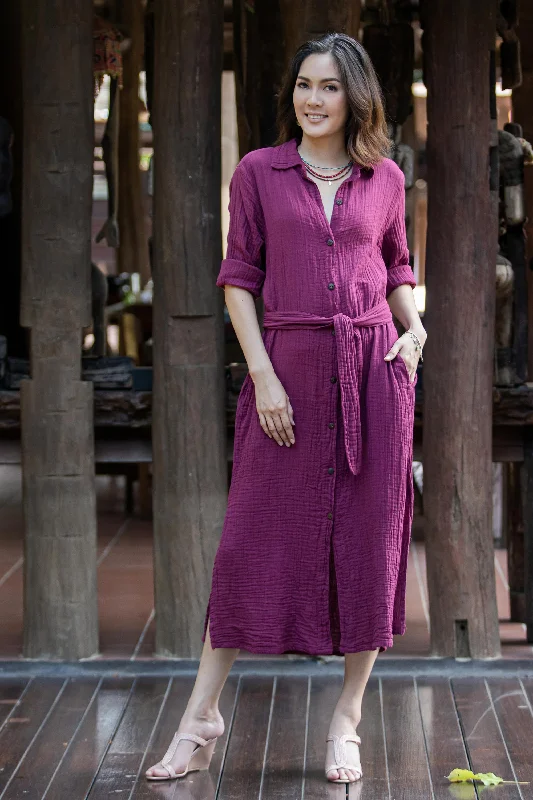 - Durable nylon dog leash wholesaleStreet Smarts in Maroon Handmade Belted Cotton Shirtwaist Dress from Thailand