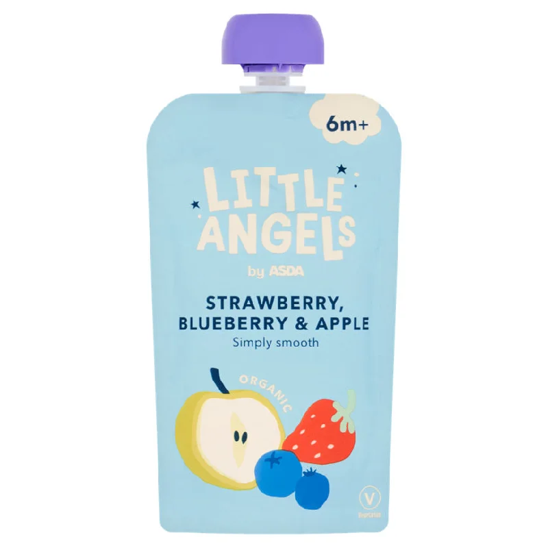 - Car dog seat beltLITTLE ANGELS by ASDA Organic Strawberry, Blueberry & Apple Baby Food 6+ Months