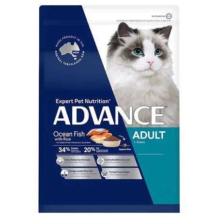    - Cat food for multi-cat households  ADVANCE Adult Ocean Fish With Rice Cat Food