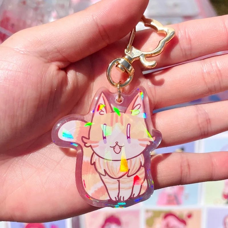 ---Jin the Orange Tabby Cat Acrylic Charm Keychain