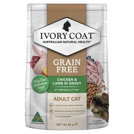 Cat FoodIvory Coat Adult Cat Chicken & Lamb In Gravy Wet Pouches Cat Food 12x85g