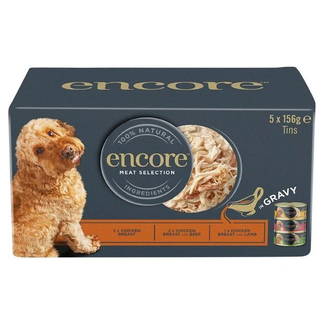 ---Encore Dog Tin Multipack Meat Selection   5 x 156g