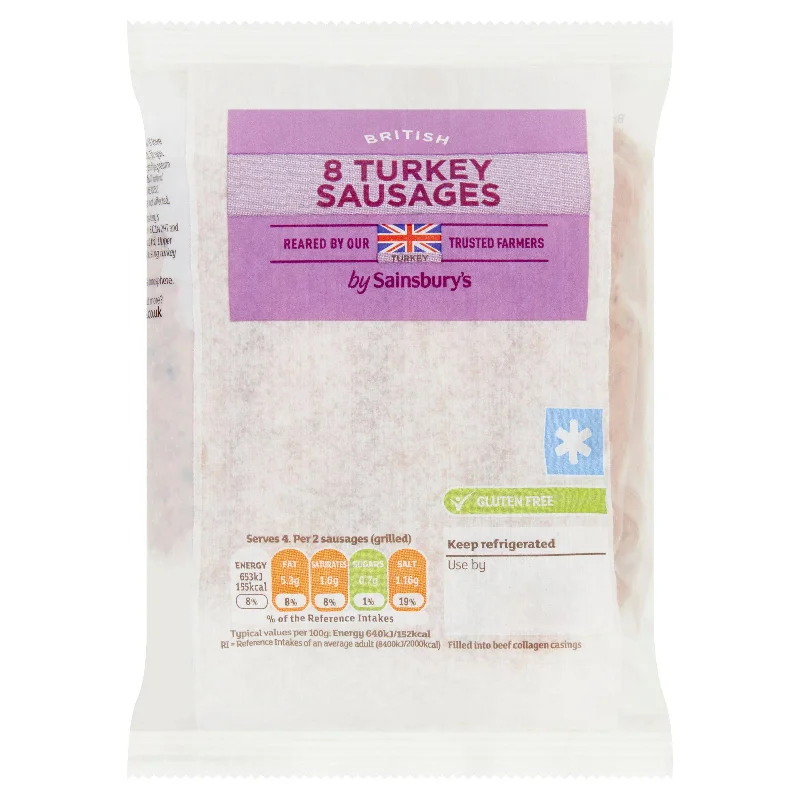 - Foldable and portable cat bagSainsbury's Fresh British Turkey Gluten Free Sausages x8 454g